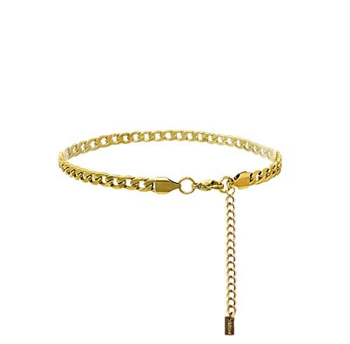 Fashion 21 Stainless Steel Cuban Rope Chain Anklet for Women Adjustable Waterproof Beach Fashion