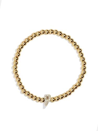 BaubleBar Pisa Stretch Bracelet - Personalized Gold-Plated Vertical Pave Initial Jewelry for Women