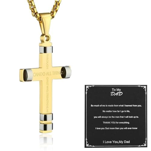 HZMAN Philippians 4:13 Strength Pendant Stainless Steel Necklace, 3 Colors