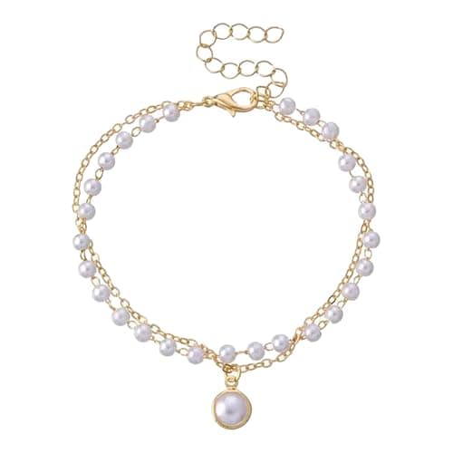Trendy Gold Plated Pearl Initial Bracelets for Women