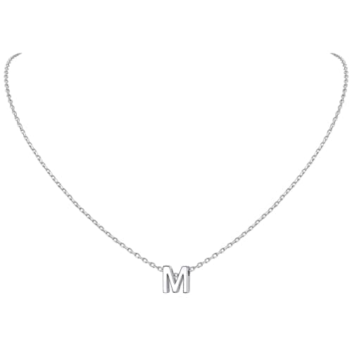 Chic Silver 925 Sterling Initial Necklace for Women, Personalized Gift (with Box)