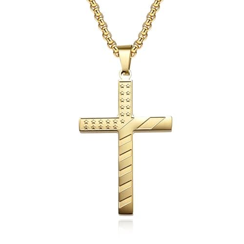 Inspirational 316 Stainless Steel Cross Necklace for Men