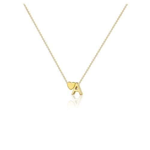 CAROVO 14K Gold Plated Heart Initial Necklaces for Women A-Z