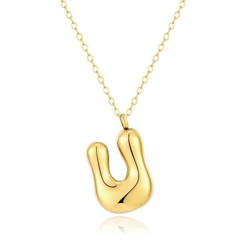 Kainier Colorful Balloon Alphabet Name Pendant 14K Gold Plated Necklaces…