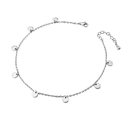 DAOCHONG Women's S925 Sterling Silver Adjustables Anklet Evil Eye Heart Jewelry