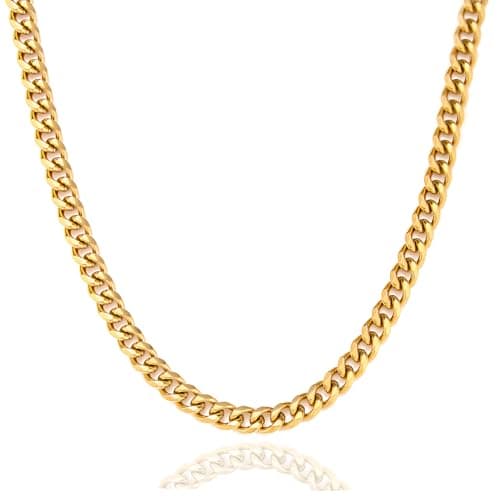 Lamciaga 5mm Silver Gold Stainless Steel Chain Necklace, 18"/20"/24" for Men Boys Women