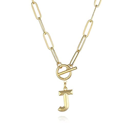 Eben-Ezer Hiphop Gold Initial A-Z Pendant Thick Chain Necklace
