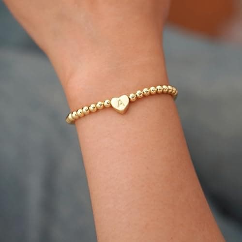 MARYLAX Gold Heart Charm Letter Bracelet for Women