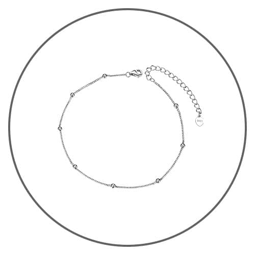 ChainsPro Women's S925 Sterling Silver Adjustable Heart/Moon/Handcuff Anklet, Summer Jewelry Gift Box