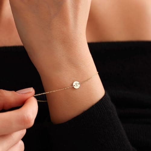 Personalized 18K Gold Plated Initial Charm Bracelet for Women