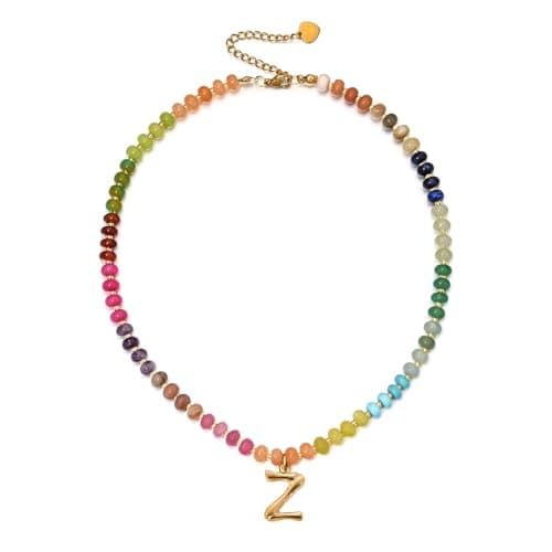 PDOUSELF Boho Personalized Beaded Initial Choker Necklace for Women Summer Beach