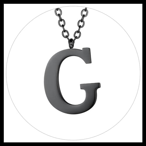 PROSTEEL Women's Trendy Gold Plated Black 316 Stainless Steel Initial Necklace, Adjustable 20-22"imentierten Mineralwass