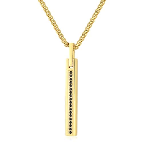 COAI CZ Paved Simple Men's Stainless Steel Silver/Gold Necklace, 20-24" Chain