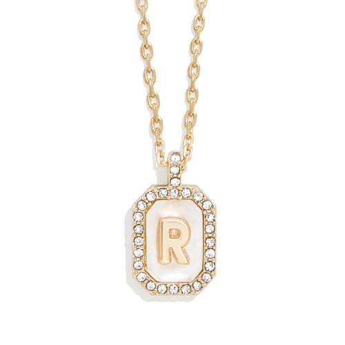 BaubleBar Gold & Mother of Pearl Initial Necklaces