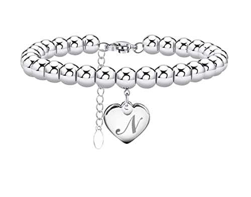 Monily Stainless Steel Heart Alphabet Bracelet for Women