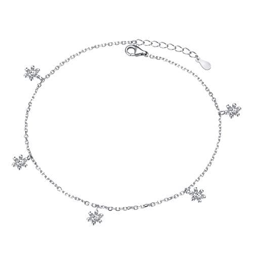 DAOCHONG Women's S925 Sterling Silver Adjustable Foot Heart Lotus Infinity Moon Stars Flower Pearl Anklet Beach Jewelry