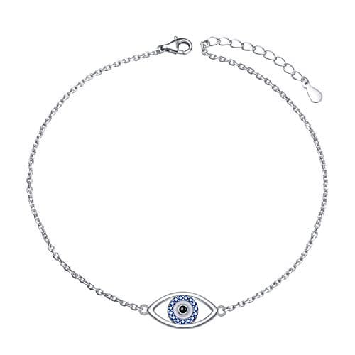 S925 Sterling Silver Evil Eye Starfish Heart Anklet for Women