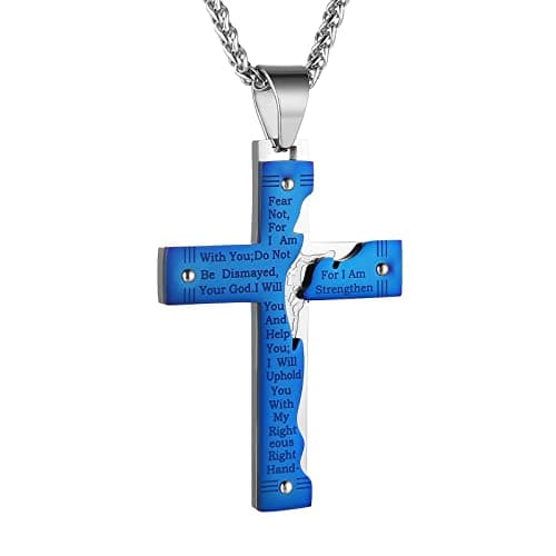 HZMAN Men's Stainless Steel Jesus Crucifix Pendant Necklace
