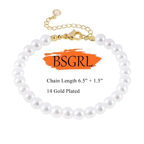 14K Gold Filled Pearl Bracelet for Women 6.5"+2"