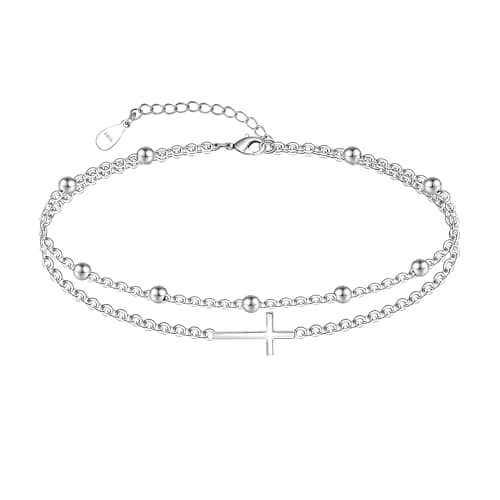 Chic Layered Sterling Silver Created Opal Anklet Bracelet Adjustible 11" Best Friend Beaded Chain