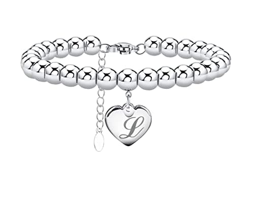 Monily Stainless Steel Heart Alphabet Bracelet for Women