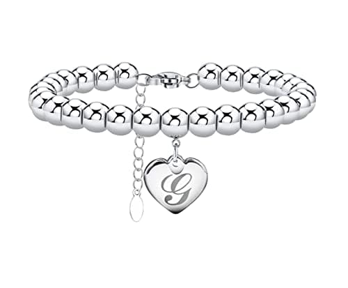 Monily Stainless Steel Heart Alphabet Bracelet for Women