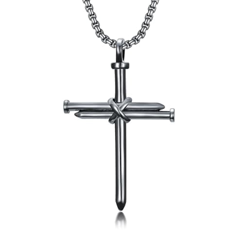 MEIDERBO 925 Sterling Silver 3 Nail Cross Pendant Men's Jewelry