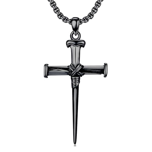 MEIDERBO 925 Sterling Silver 3 Nail Cross Pendant Men's Jewelry