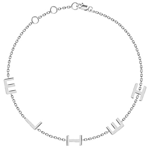 JEWEE Diamond Personalized Sideways Initial Bracelet - Custom Letter Gift for Her