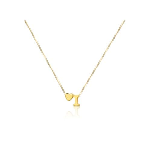 CAROVO 14K Gold Plated Heart Initial Necklaces for Women A-Z