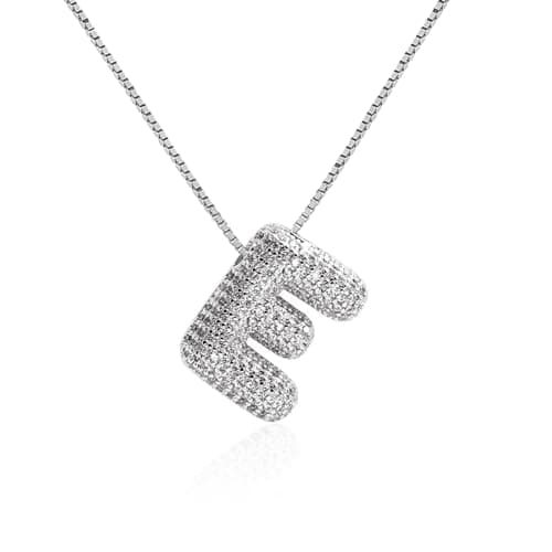Qyalie Gold Plated Chunky Bubble Initial Letter Necklace for Women