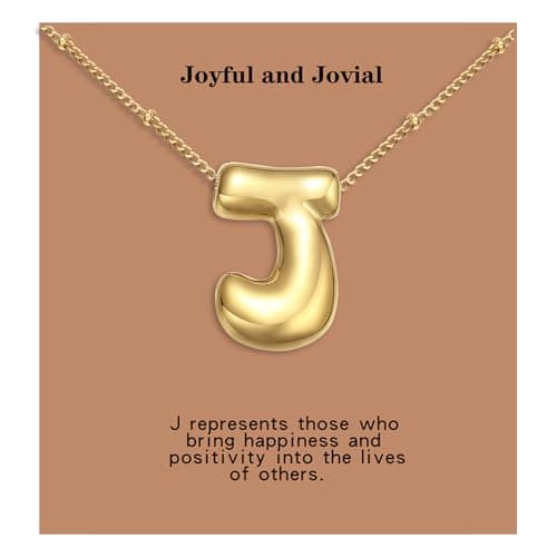 VOJO Gold Plated Balloon Letter Pendant Necklace for Women