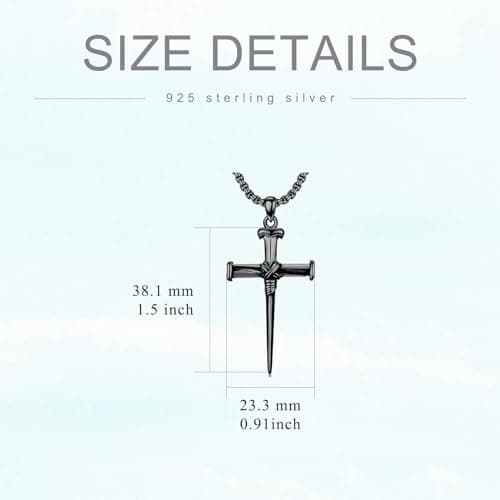 MEIDERBO 925 Sterling Silver 3 Nail Cross Pendant Men's Jewelry