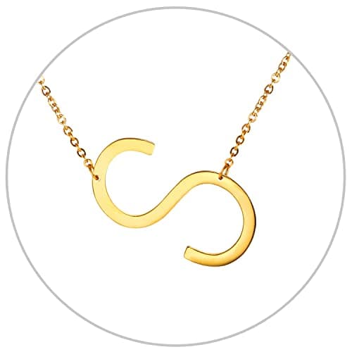 Alphabet A-Z Stainless Steel Choker for Women, Gold Plated CZ Jewelry, Gift Box Packed
