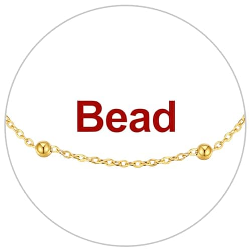 18K Gold or Rose Gold Stainless Steel Heart/Rope/Figaro/Cuban Chain Ankletbracelet, 25-30 CM