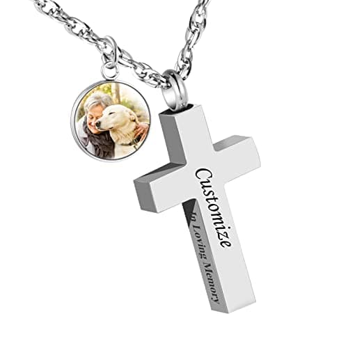 Dletay Personalized Cremation Cross Necklace for Ashes Holder Jewelry-In Loving Memory