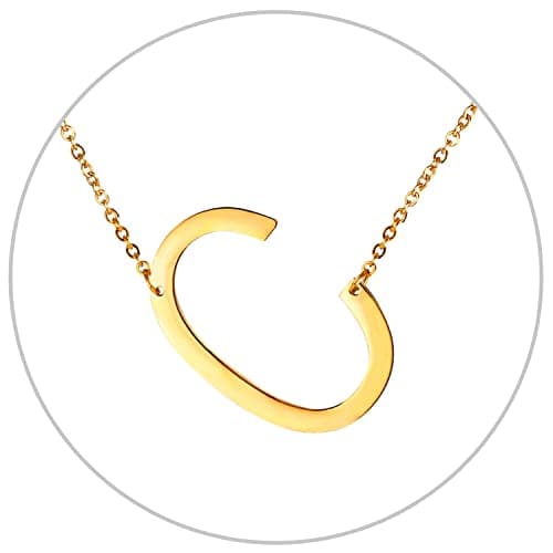 Alphabet A-Z Stainless Steel Choker for Women, Gold Plated CZ Jewelry, Gift Box Packed