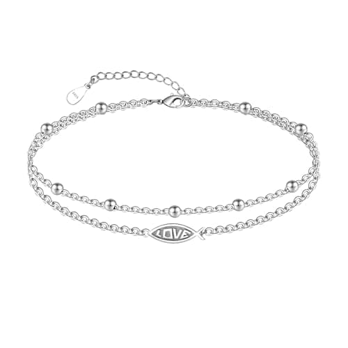 Chic Layered Sterling Silver Created Opal Anklet Bracelet Adjustible 11" Best Friend Beaded Chain