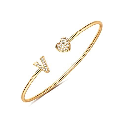 BRIJEWLIC 14K Gold Plated Initial Bracelets for Women and Girls