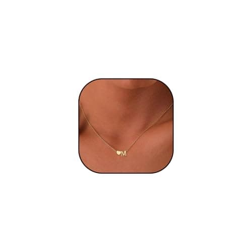 Tiny Gold Heart Initial Necklace - Personalized Mom's Gift for Women