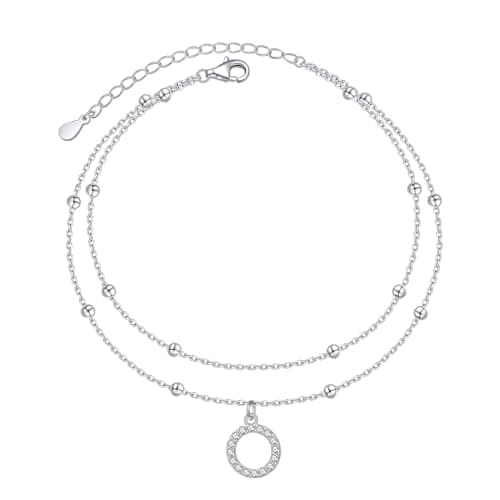 S925 Sterling Silver Evil Eye Starfish Heart Anklet for Women
