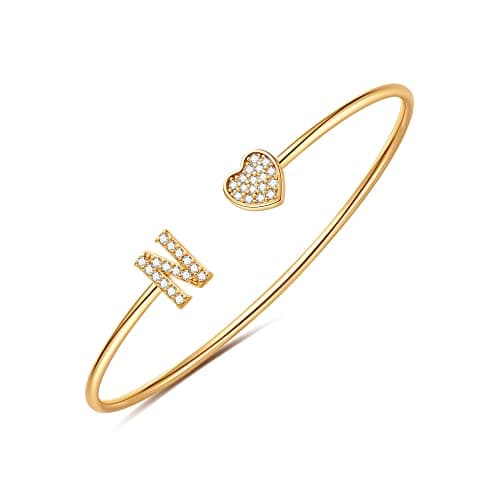 BRIJEWLIC 14K Gold Plated Initial Bracelets for Women and Girls