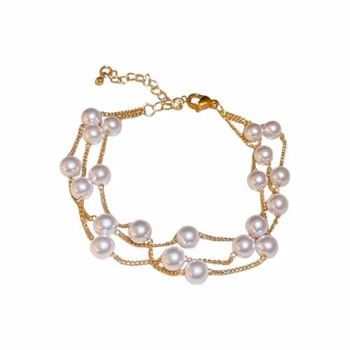 Trendy Gold Plated Pearl Initial Bracelets for Women