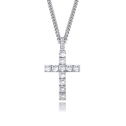 TOPGRILLZ Gold Heart Cross Necklace 14K Silver Plated Cubic Zirconia Pendant