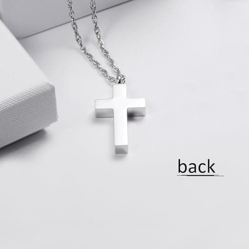 Stainless Steel Cremation Cross Necklace for Ashes Hold With Me Always