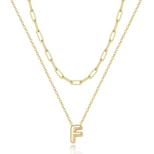 CUEZIY Women's 14K Gold Plated A-Z Initial Layered Choker Necklaces Small Cute Trendy Gifts
