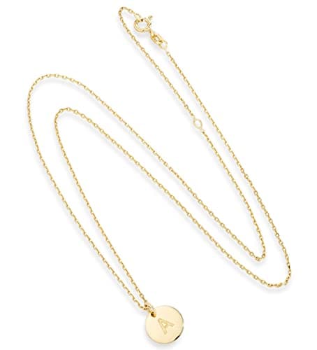 Miabella 18K Gold Plated Round Initial Necklace for Women Adjustment 18-20 Inch A-Z Made in Italy
