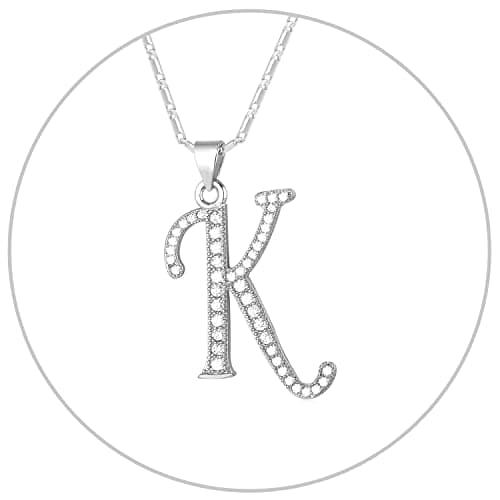 Alphabet A-Z Stainless Steel Choker for Women, Gold Plated CZ Jewelry, Gift Box Packed