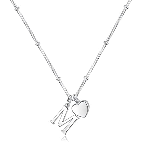 Vrsilver Easter Basket Stuffers: Heart Initial Necklaces for Girls & Women Jewelry