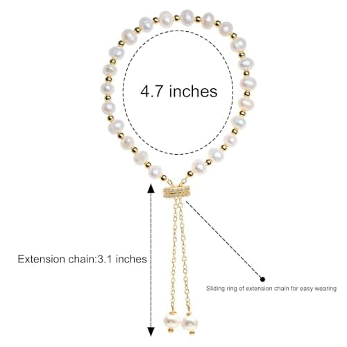 Bossimi 14K Gold Filled Baroque Pearl Adjustables Bracelet for Women Valentine Charm